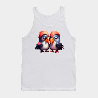 Valentine Tropical Bird Couple Tank Top